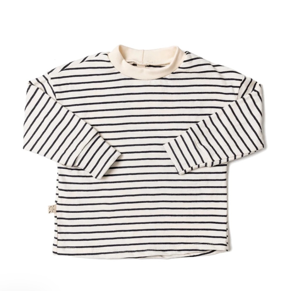 Like New! Childhoods Clothing Boxy Long Sleeve Natural Stripe (0-3 months)